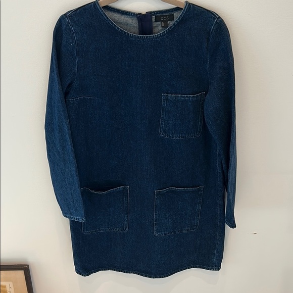COS Dark Blue Denim Dress with Front Pockets - Picture 1 of 5